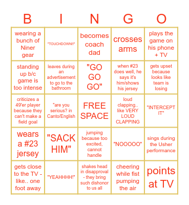 SUPERBOWL BINGO Card