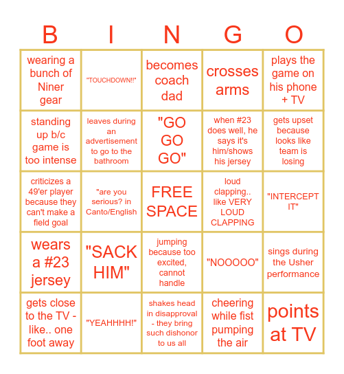 SUPERBOWL BINGO Card