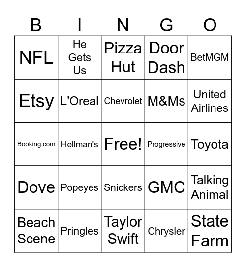 Super Bowl LVIII Bingo Card