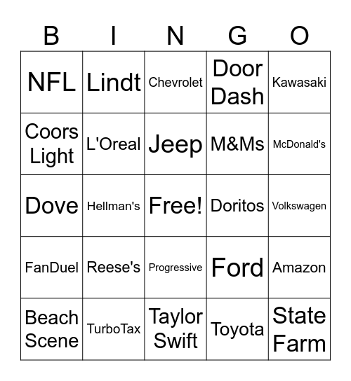 SuperBowl LVIII Bingo Card