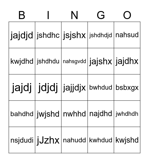 bla bla bla Bingo Card