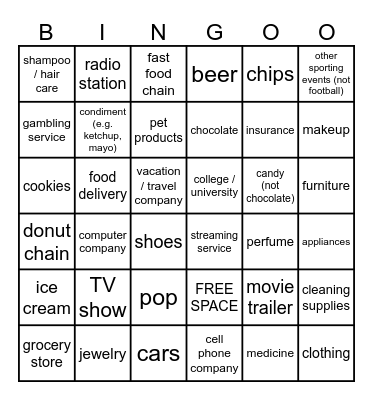 Commercial Bingo Card