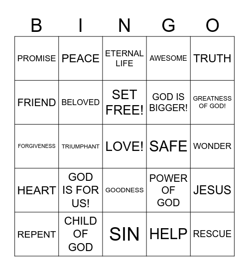 LOVE OF GOD! Bingo Card