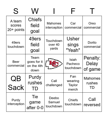 SUPER BOWL LVIII Bingo Card