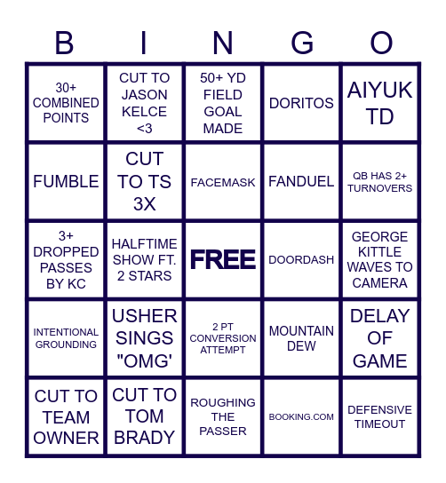 SUPER BOWL LVIII Bingo Card