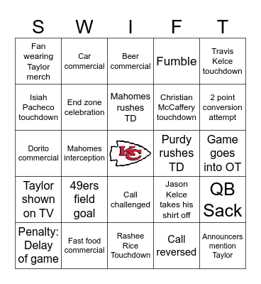 SUPER BOWL LVIII Bingo Card