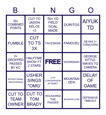 SUPER BOWL LVIII Bingo Card