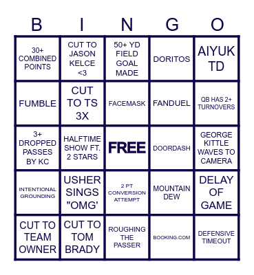 SUPER BOWL LVIII Bingo Card