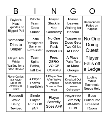 WH40K: DARKTIDE BAD MATCH BINGO Card