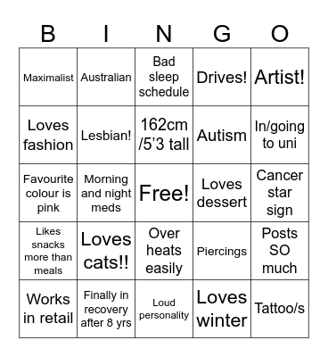 Bella’s bingo!! Bingo Card