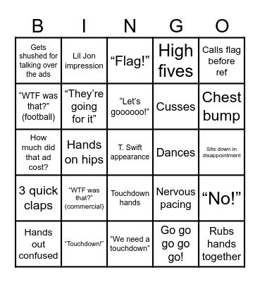 Super Bowl LVIII Bingo Card