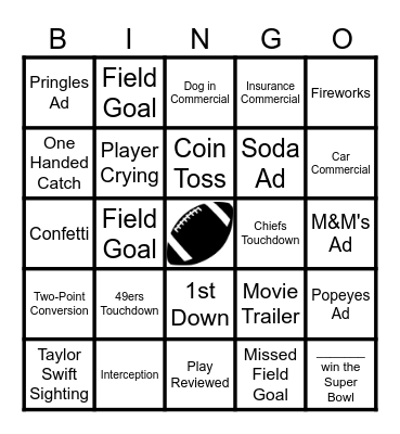Super Bowl VLIII Bingo Card