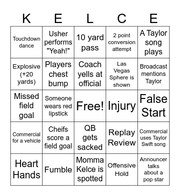 SUPERBOWL BINGO Card