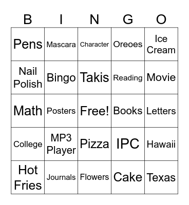 Random Words Bingo Card