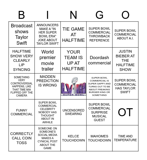 MarSi’s Super Bowl Bingo Card
