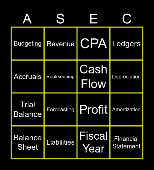 ACT-COUNT-THINK Bingo Card