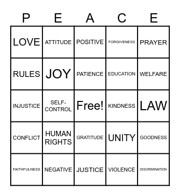 PEACE BE WITH YOU! Bingo Card