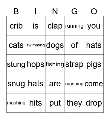 1st Grade Bingo Card