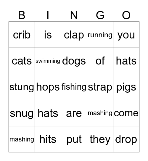 1st Grade Bingo Card