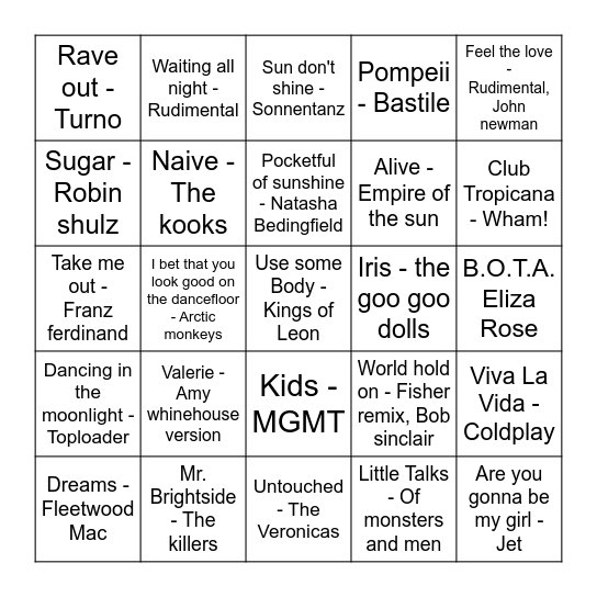 Disco Bingo - Round one! Bingo Card
