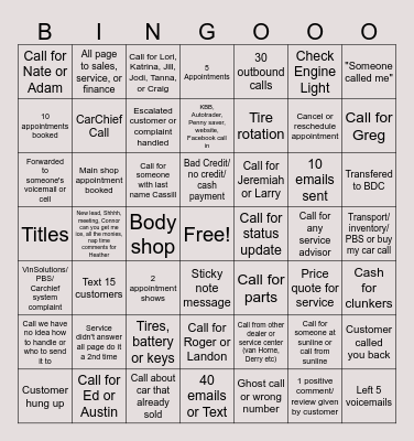 BDC Bingo Card