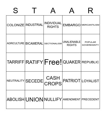 Vocabulary Bingo 1 Bingo Card