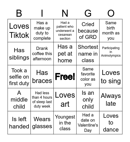 Untitled Bingo Card
