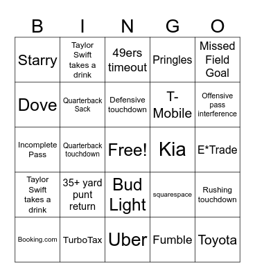 Super Bowl 2024 Bingo Card