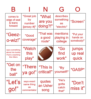 Geoff-isms Superbowl Bingo Card