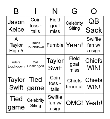 Super Bowl 2024 Bingo Card