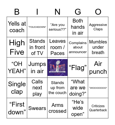 Super Bowl Bingo Card