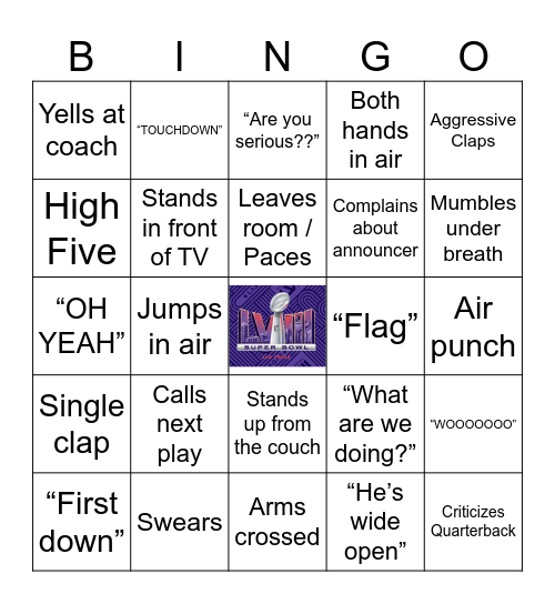 Super Bowl Bingo Card