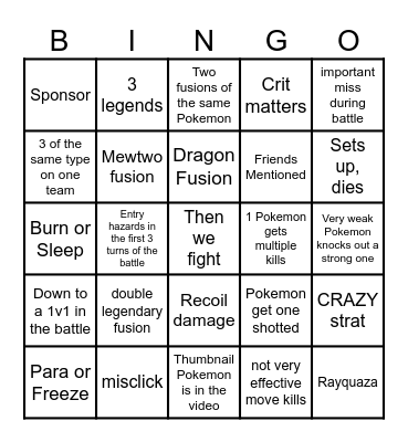 Then we react bingo fusion 9th March Bingo Card