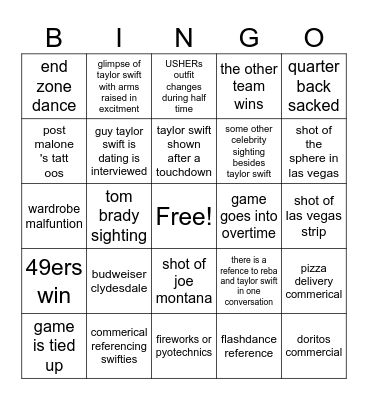 SUPERCLINK BOWL Bingo Card