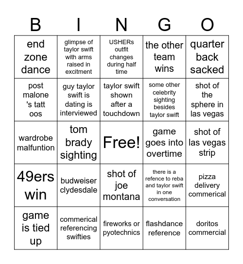 SUPERCLINK BOWL Bingo Card