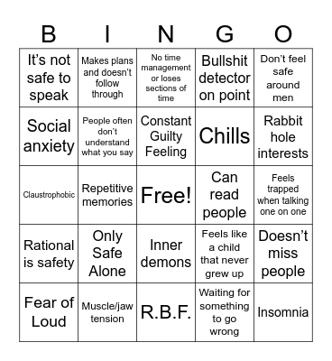 blackout bingo Card