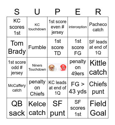 Super Bowl Bingo Card