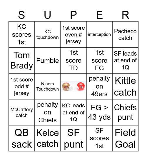 Super Bowl Bingo Card