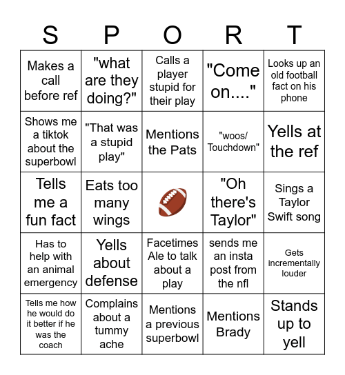 Slim Ricky's Superbowl Bingo Card Bingo Card