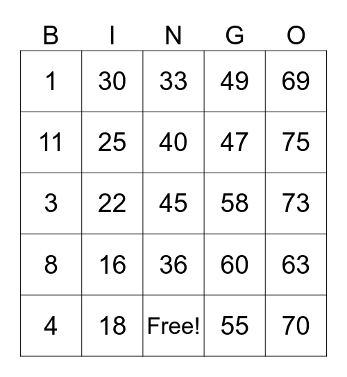 Bravestar Bingo Card