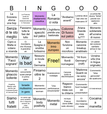 Bingo Eurovision 2024 Bingo Card