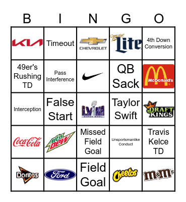 SUPER BOWL LVIII Bingo Card