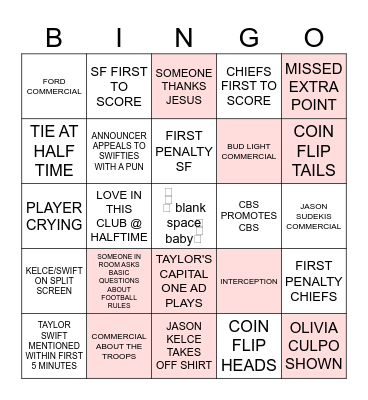 SUPER BOWL 2024 BINGO Card
