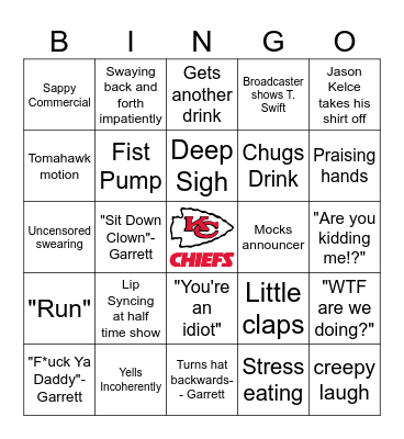 Super Bowl Bingo Card