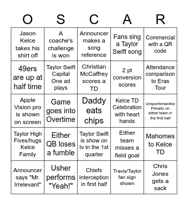 SUPERBOWL SQUARES Bingo Card