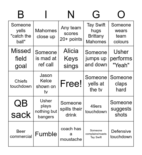 Superb Owl Bingo Card