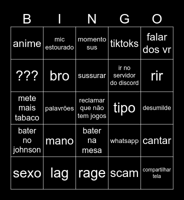 Bingo MG Bingo Card