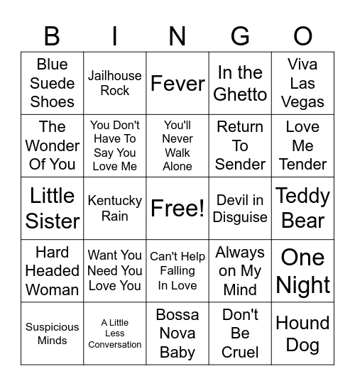 Elvis (2) Bingo Card