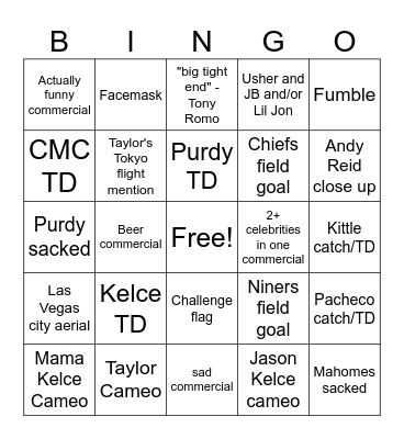 SUPER BOWL 🏈 Bingo Card