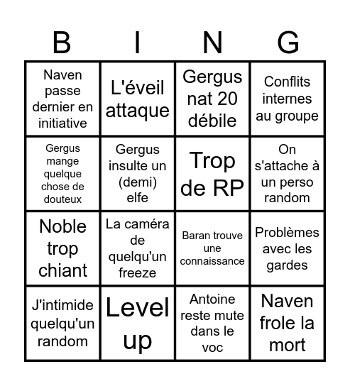 Waterdeep - Session 4 Bingo Card